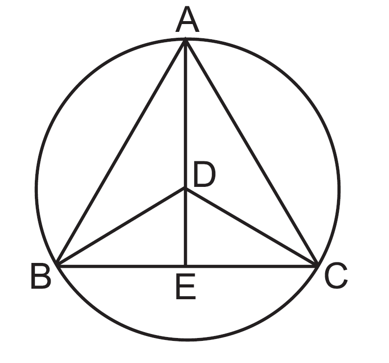 abc equilateral triangle inscribed inside circle radius