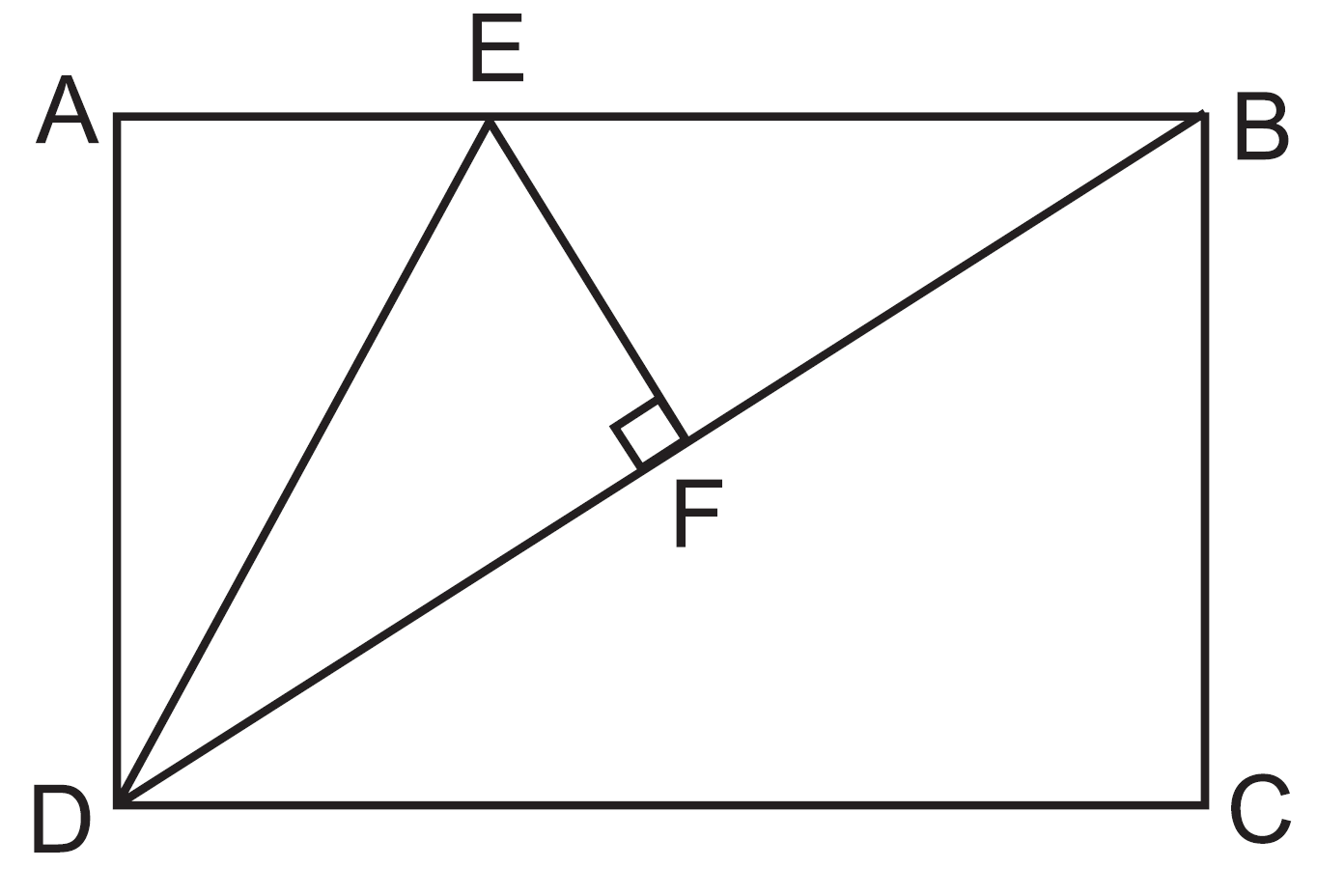 figure abcd rectangle ad 4 units ae eb ef perpendicular db area