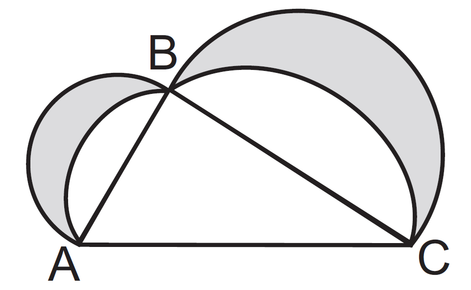 right angled triangle abc b right angle three semi circles drawn shaded area