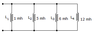 What is the total inductance assuming no mutual inductance? 0 mH 0.69 mH 12 mH 24 mH