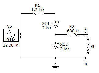 For the circuit given, determine the Thevenin voltage as seen by RL. 0.574?16.7 V 5.74?16.7 V 0.57