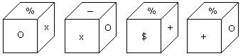 Verbal Reasoning Dice: Here 4 positions of a cube are shown. Which sign will be opposite to '+'?