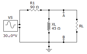 Determine VTH for the circuit external to RL in the given figure. 135?63.4 V 13.5?63.4 V 13.5?0 V