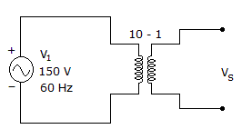 Electronics Inductors: The output of the secondary winding is 15 V.