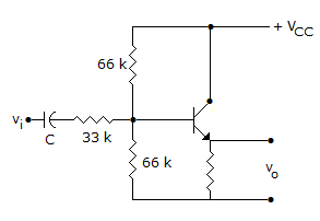 In the amplifier circuit of figure hfe = 100 and hie = 1000 ?. The voltage gain of amplifier is abou