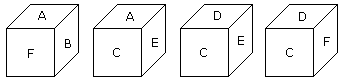 From the positions of a cube are shown below, Which letter will be on the face opposite to face with