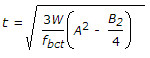 The value of fbct in the formula for calculating the thickness of a Rectangular base, according to I