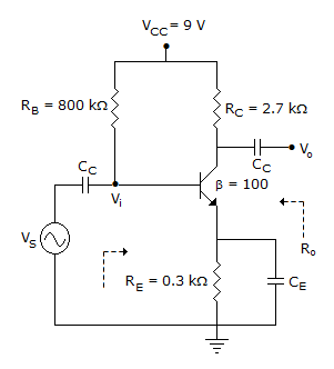 Electronics and Communication Engineering Exam Questions Papers: The amplifier circuit shown below uses a silicon transistor. The capacitors Cc and C